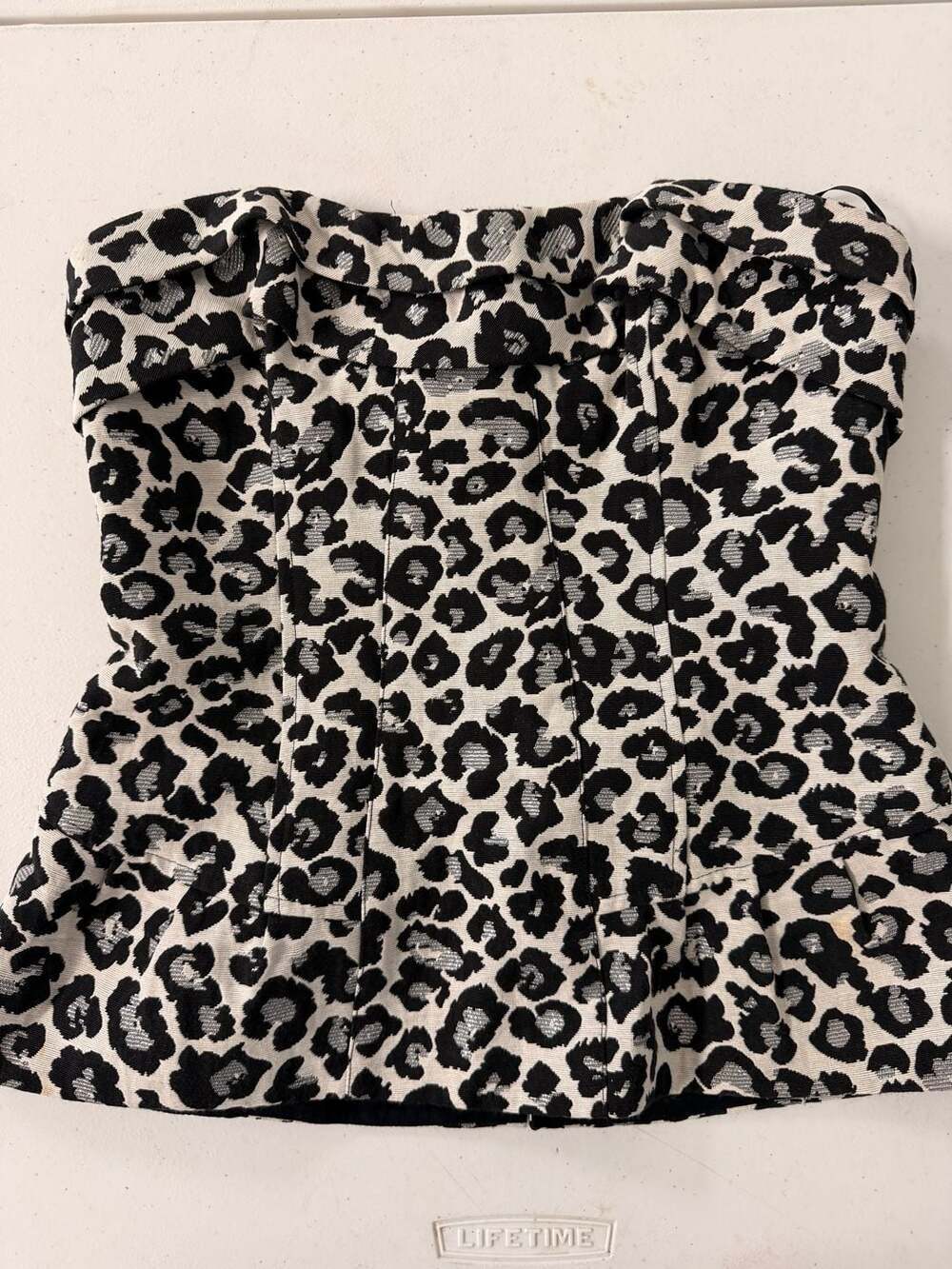 Moda International Size 2 Leopard Print Strapless Corset Peplum Top